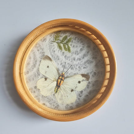 Rond dienblad van glas en bamboe