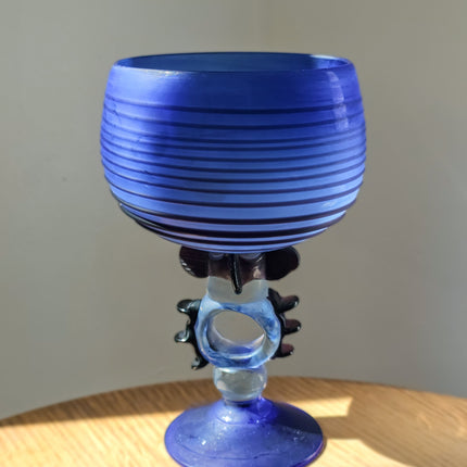Coupe en verre soufflé bleu style Murano - Années 50/70