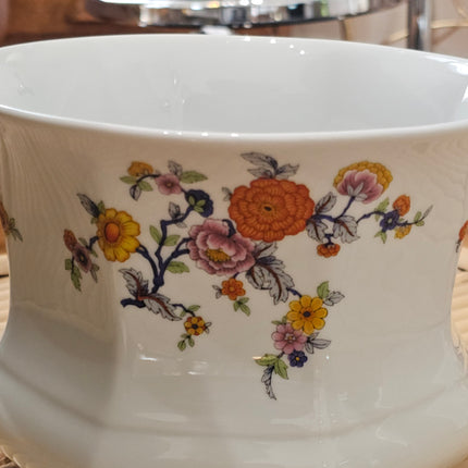 Cache-pot octogonal en porcelaine motif floral délicat Wunsiedel Bavaria