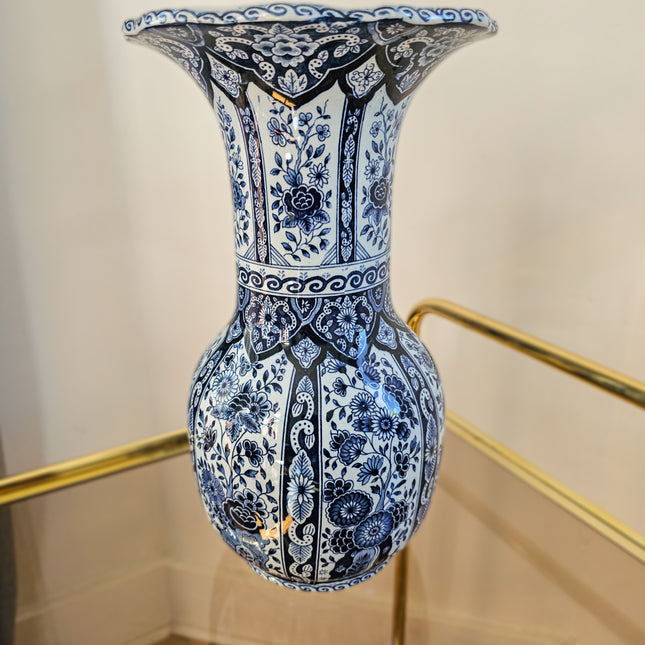 Titre : Paire de Grands Vases Trompette Delft Royal 33cm | Signés Peints Main