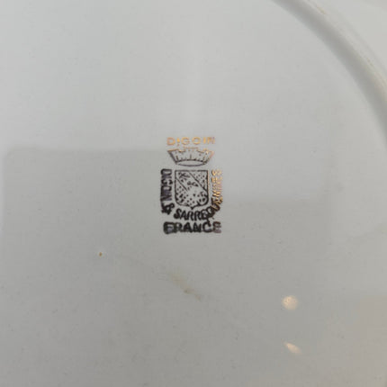 6 assiettes plates en porcelaine blanche décor de roses Digoin Sarreguemines