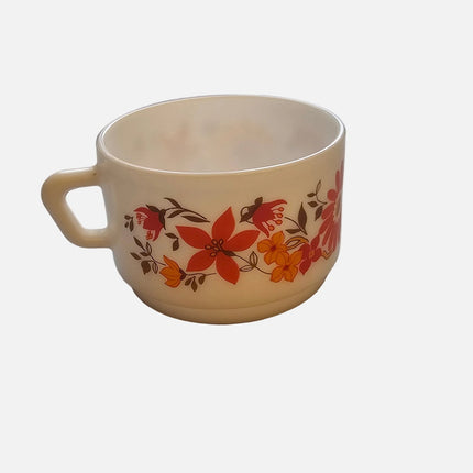 tasse Arcopal Flore blanche avec motif floral orange