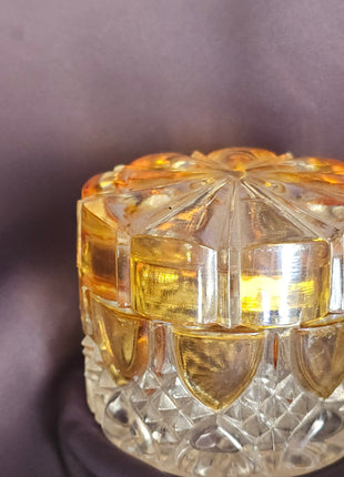 Boîte en cristal ambre et transparent Val Saint-Lambert Art déco