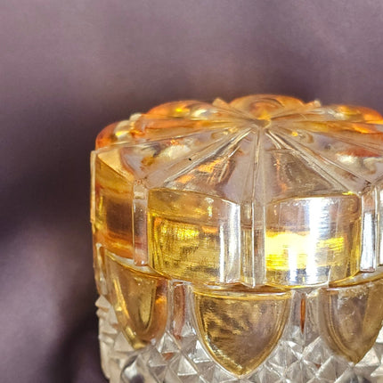Boîte en cristal ambre et transparent Val Saint-Lambert Art déco