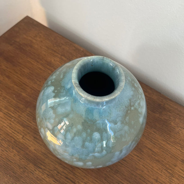 Vase boule Villeroy & Boch Luxembourg - Glaçure cristalline bleue -Années 30/40