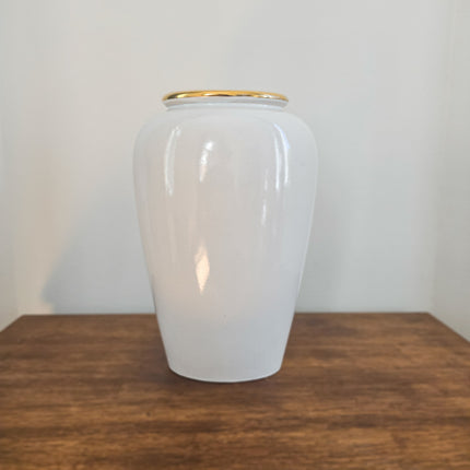 Vase vintage West Germany Scheurich 504-30 Blanc à liseré doré