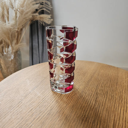 Luminarc clear glass vase with rubies