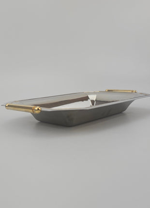 Plateau en inox 18/10 Elegant Gioiel motif floral gravé