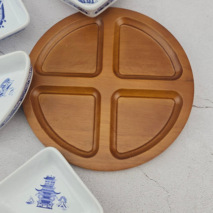 Lot de 4 ramequins pour apéritif avec plateau de présentation rond en bois Ringtons