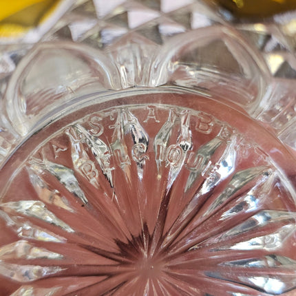 Petit pot en cristal ambré et transparent avec couvercle de Val Saint-Lambert collection Luxval Art Déco
