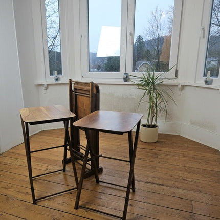 Set de 4 tables d'appoint pliantes en bois style Mid-Century Modern