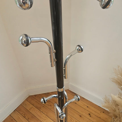 Porte-manteau sur pied vintage Space Age chrome et marbre - Années 70