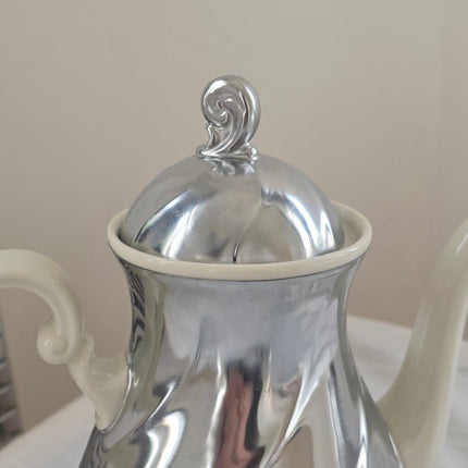 Service à café vintage Demeyere "Inaltérable" - Porcelaine et inox - Années 50-60