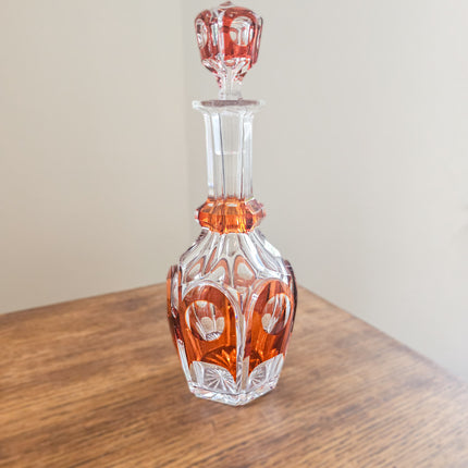 Carafe en cristal orange Val Saint-Lambert - Années 50