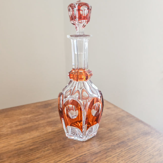 Carafe en cristal orange Val Saint-Lambert - Années 50