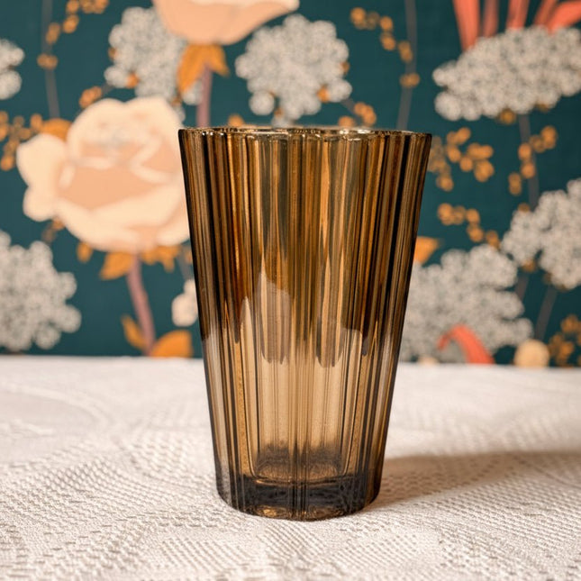 Vase vintage en verre fumé Luminarc années 70