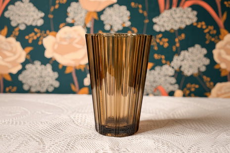 Vase vintage en verre fumé Luminarc années 70