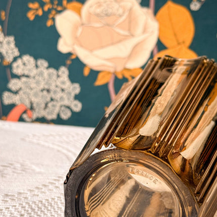 Vase vintage en verre fumé Luminarc années 70