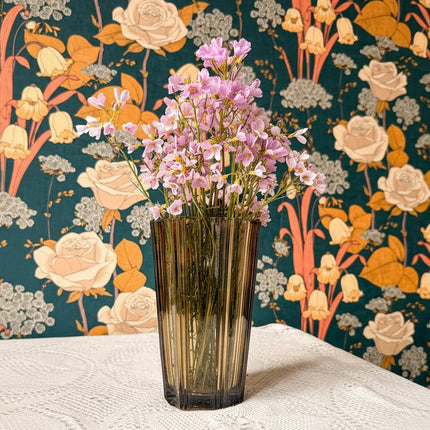 Vase vintage en verre fumé Luminarc années 70